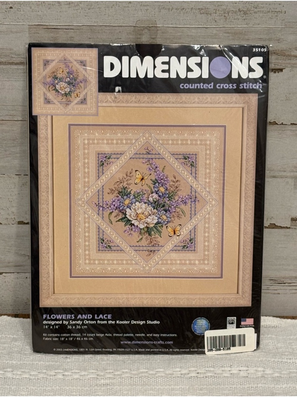 DIMENSIONS Needlecraft Flowers and Lace Counted Cross Stitch - Lavender & Cream